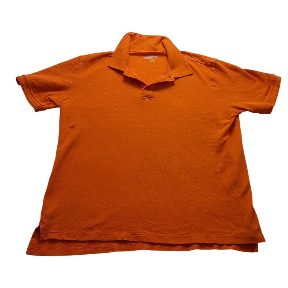 Davida James Performance Polo Shirt Men's Large Orange Cotton Short Sleeve